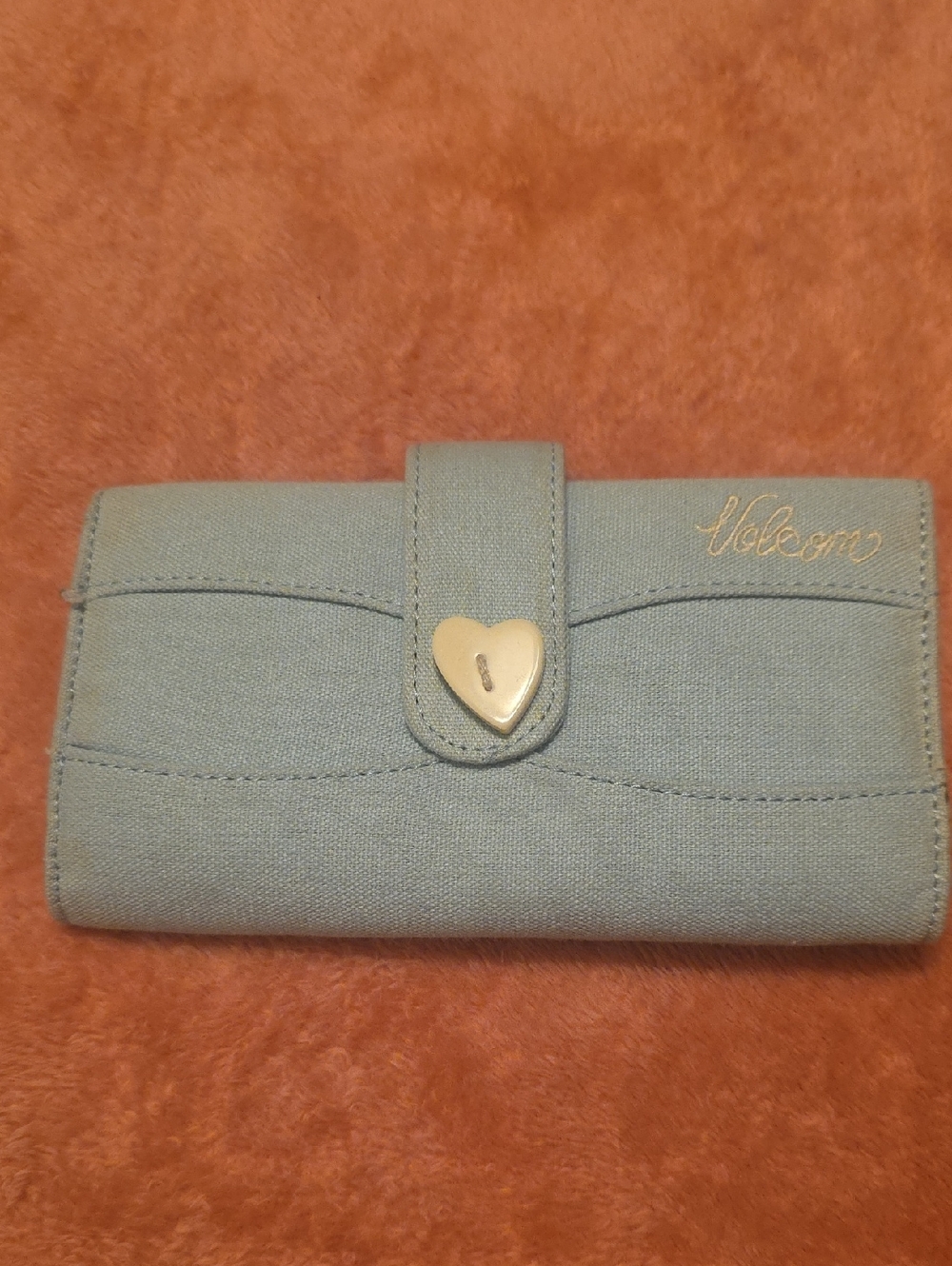 Volcom Light Blue Heart-Button Dressy Bessy Wallet GUC